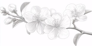 手绘素雅花枝