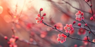 春日红梅绽放美丽瞬间