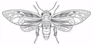 手绘昆虫图案 精致线条风格