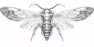 手绘昆虫蜜蜂图案设计图