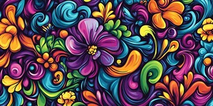 绚丽多彩花卉抽象图案