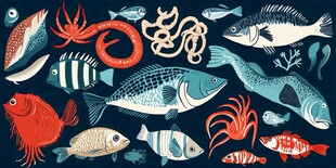 海洋生物大集合插画