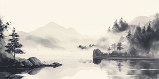 水墨山水间的静谧景致