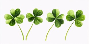 四片翠绿三叶草插画