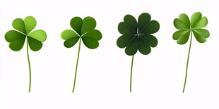四片翠绿三叶草图案