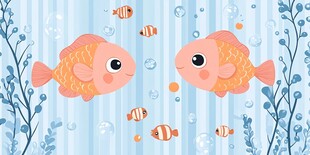 可爱金鱼在海底的温馨画面