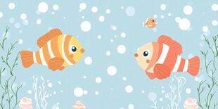 海底双鱼共游的梦幻场景