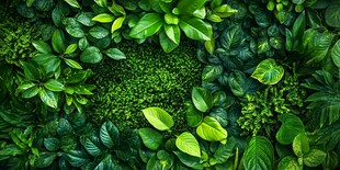 翠绿繁茂的生机绿叶墙