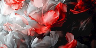 梦幻红白色花瓣艺术画面