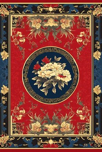 中式古典花卉地毯图案