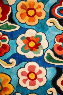 多彩花卉图案传统装饰画