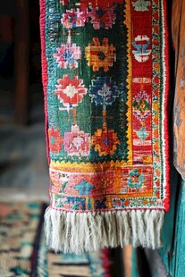 色彩斑斓的民族风挂毯