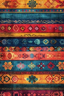民族风多彩条纹织物图案