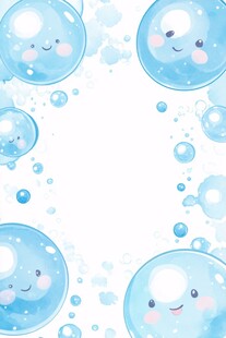 可爱蓝色气泡边框背景图