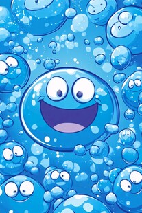 欢乐蓝色泡泡卡通形象