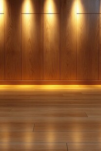 木质墙面地板暖光空间