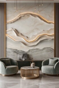 现代简约风客厅艺术背景墙