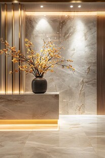 大理石玄关处的雅致插花