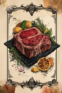 美味牛排配清新佐料