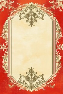 复古红金边框装饰背景图