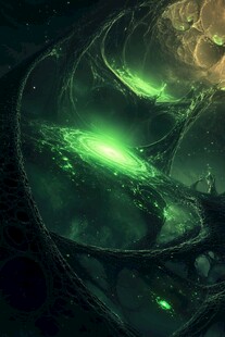 奇幻宇宙漩涡中的绿光景象