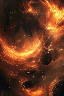 宇宙漩涡中的炽热星球景象