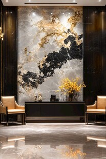 奢华大理石背景墙客厅空间