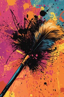 彩色羽毛笔与泼墨艺术