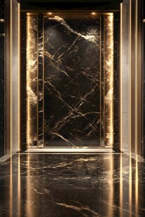奢华黑金大理石电梯空间