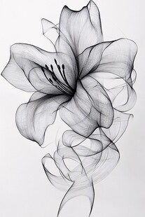 线条勾勒的梦幻抽象百合花