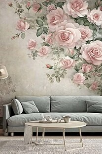 浪漫粉玫瑰客厅墙饰风采