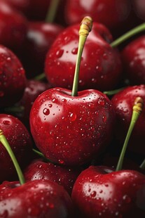 水润鲜红车厘子诱人特写