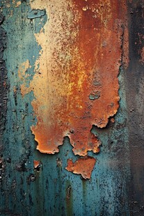 斑驳锈蚀的金属墙面纹理