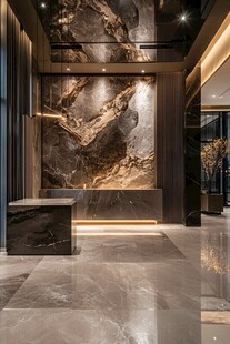 奢华大理石装饰的大厅空间