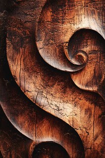 木质螺旋雕刻纹理特写