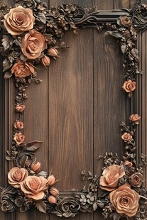 玫瑰雕花木质相框
