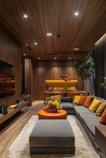 现代木质风温馨客厅空间