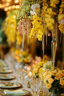 黄色系浪漫婚礼宴会布置