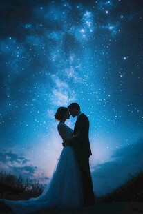 星空下的浪漫新婚之吻