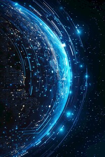 科技感蓝色数字地球背景图