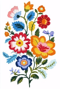 多彩刺绣花卉图案
