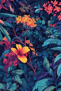 梦幻绚丽的热带花卉景观