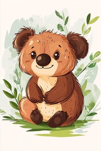 可爱考拉坐于绿植间