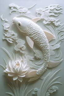 玉雕锦鲤莲花图