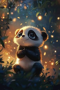 梦幻森林中的可爱熊猫