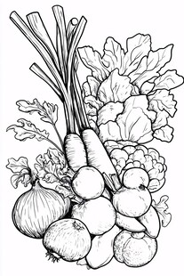 手绘蔬菜组合插画