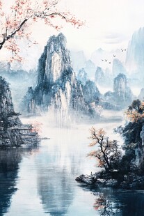 水墨山水间的诗意自然画卷