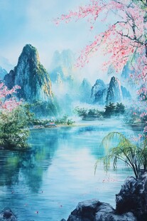 春日山水间 繁花映翠峰