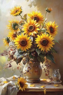 花瓶中的灿烂向日葵