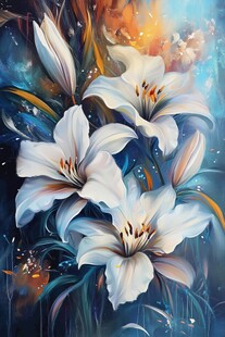 梦幻绽放的白色百合花